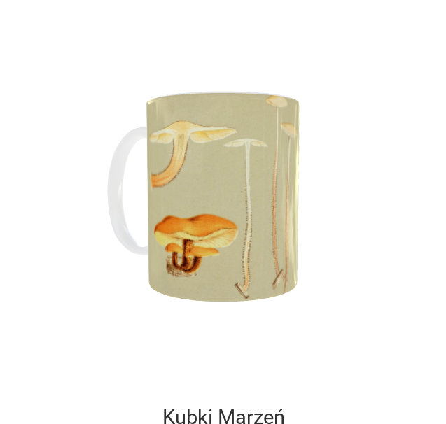 Kubek z botaniczną ilustracją grzybów, Płomiennica zimowa, 330ml