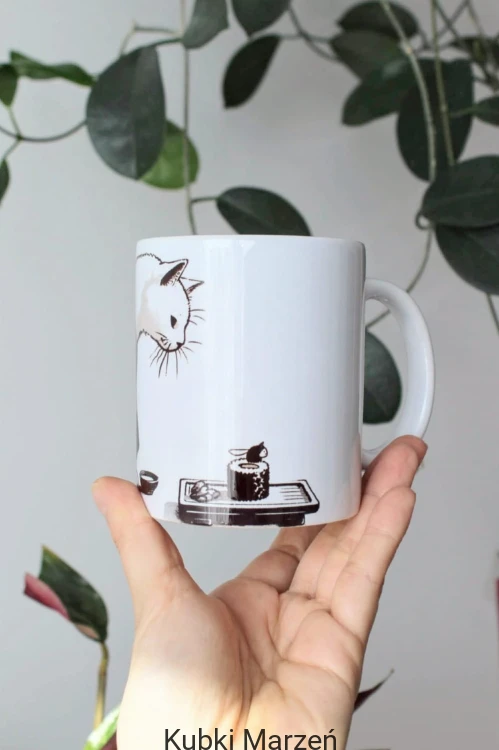 Kubek z kotkiem 330 ml kubek dla kociarza z ilustracją kota