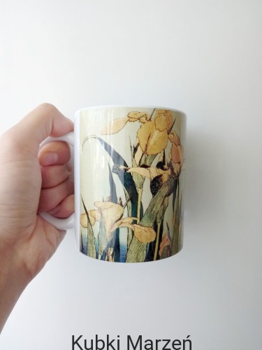 Ceramiczny kubek z irysami Hokusai – botaniczny motyw japoński