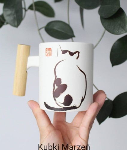 Kubek z drewnianą rączką Kot Matsumoto Hoji 330ml