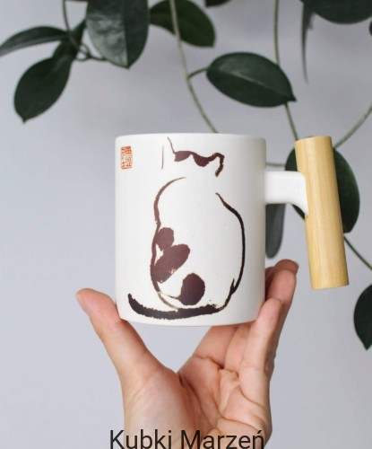 Kubek z drewnianą rączką Kot Matsumoto Hoji 330ml