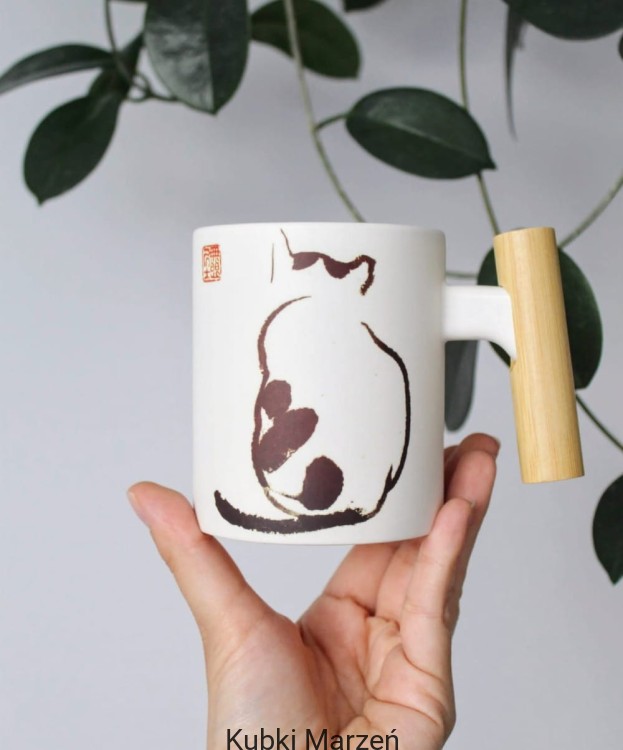 Kubek z drewnianą rączką Kot Matsumoto Hoji 330ml