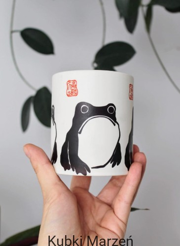 Kubek z drewnianą rączką Żaba Matsumoto Hoji, 330ml, nadruk z trzech stron
