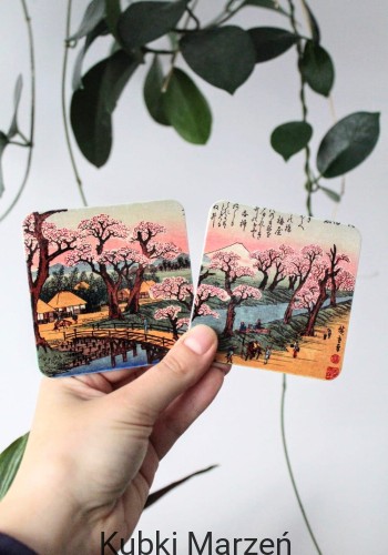 Podkładki pod kubek Utagawa Hiroshige - Wieczorny blask nad mostem Koganei
