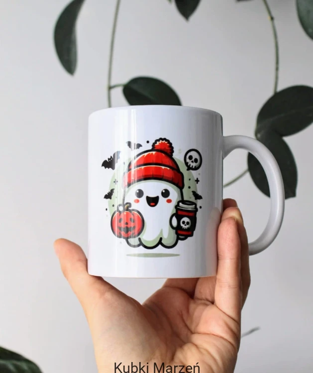 Kubek Halloween, Wesoły duszek z kawą i dynią 330ml
