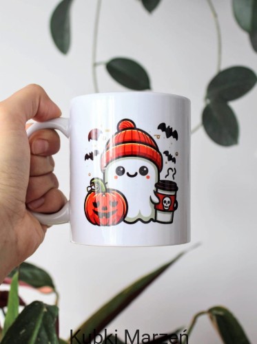 Kubek Halloween, Wesoły duszek z kawą i dynią 2, 330ml