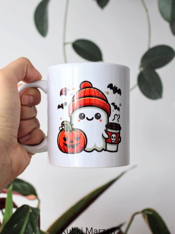 Kubek Halloween, Wesoły duszek z kawą i dynią 2, 330ml