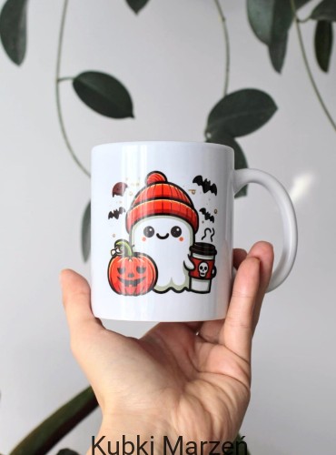 Kubek Halloween, Wesoły duszek z kawą i dynią 2, 330ml