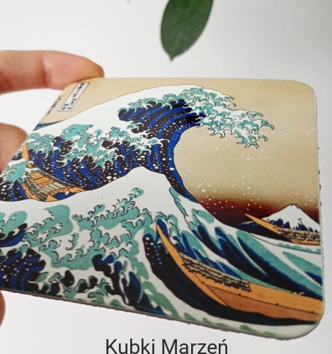 Podkładka pod Kubek Wielka fala w Kanagawie Hokusai, Tekturowo-Korkowa