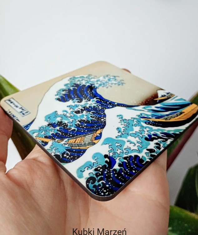 Podkładka pod Kubek Wielka fala w Kanagawie Hokusai MDF