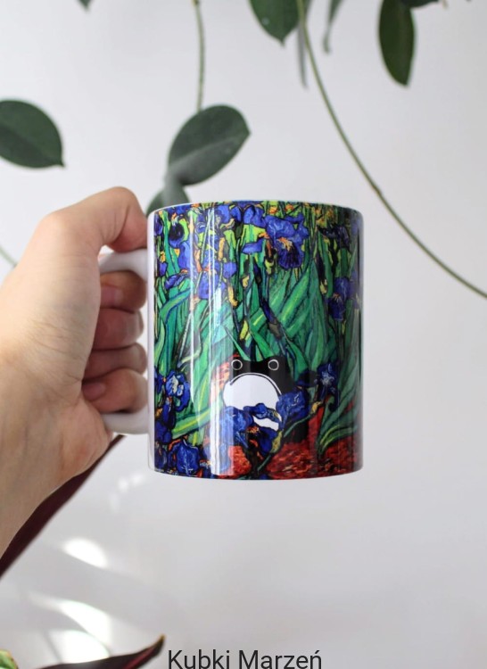 Kubek „Smutna żaba Matsumoto Hoji wśród irysów Van Gogha” 330ml