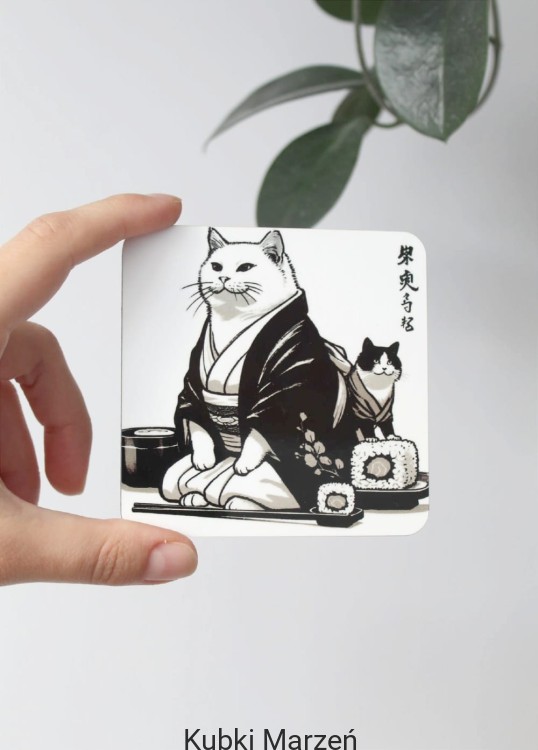 Podkładka pod kubek Kotki Kimono, ilustracja