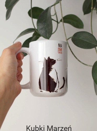 Duży kubek ceramiczny Trzy grube kotki, 450ml