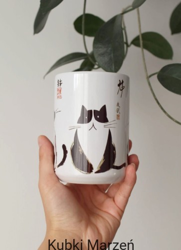 Duży kubek ceramiczny Trzy grube kotki, 450ml